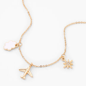 Gold Airplane Charm Pendant Necklace,