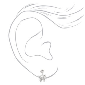 Silver Butterfly &amp; Stars Stud Earring Stackables Set - 3 Pack,