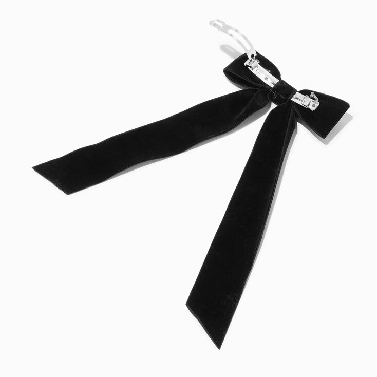 Black Velvet Long Tail Bow Hair Clip