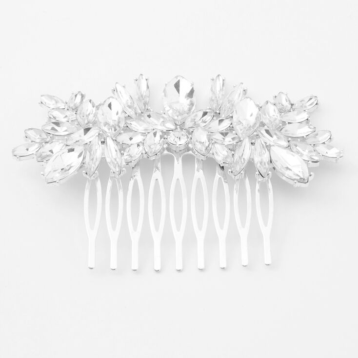Silver Rhinestone Petal Hair Comb,
