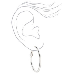 Silver Sleek Hoop Earrings,