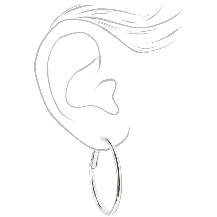 Silver Sleek Hoop Earrings,