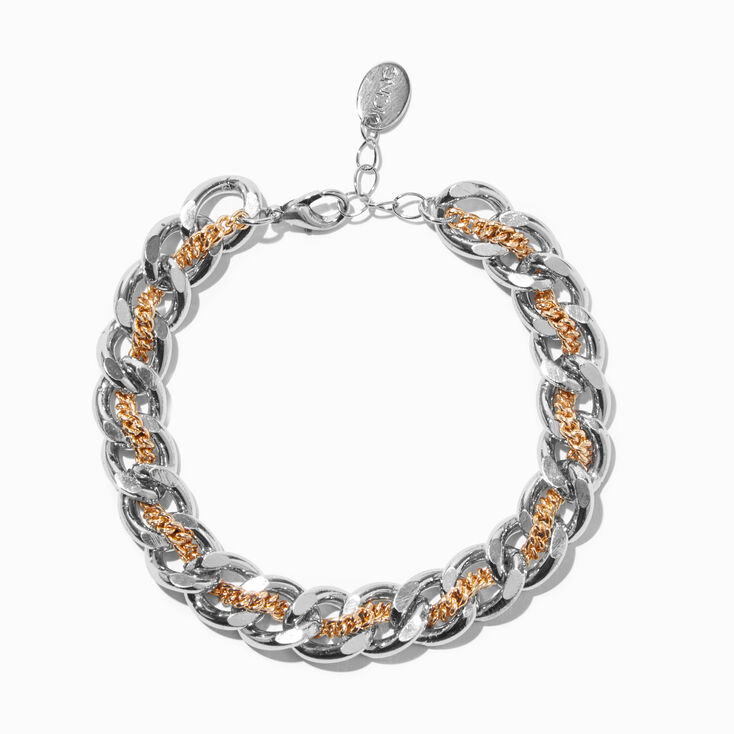 Mixed Metal Woven Chain Bracelet,