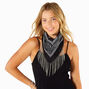 Crystal Fringe Black Bandana,