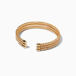 Gold Rhinestone Triple Row Cuff Bracelet,