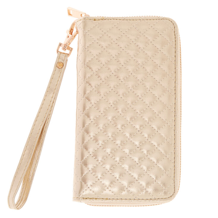 Rose Gold Quilted Tech Wallet - Fits iPhone 6/7/8 Plus,