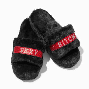 &quot;Sexy Bitch&quot; Black Slide Slippers,