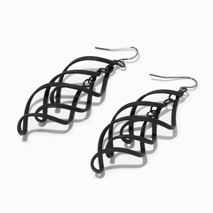 Black Spiral Drop Earrings,