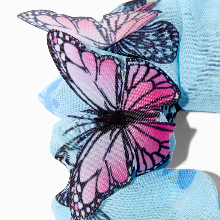 3-D Butterfly Blue Organza Hair Scrunchie,