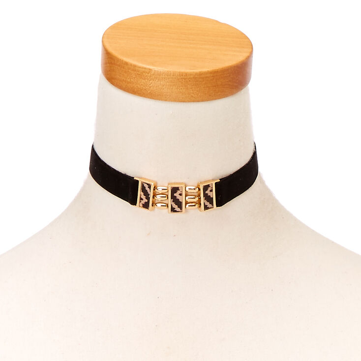 Black Velvet with Gold Details Choker,