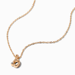 Gold Cursive Lowercase Initial Pendant Necklace - B,