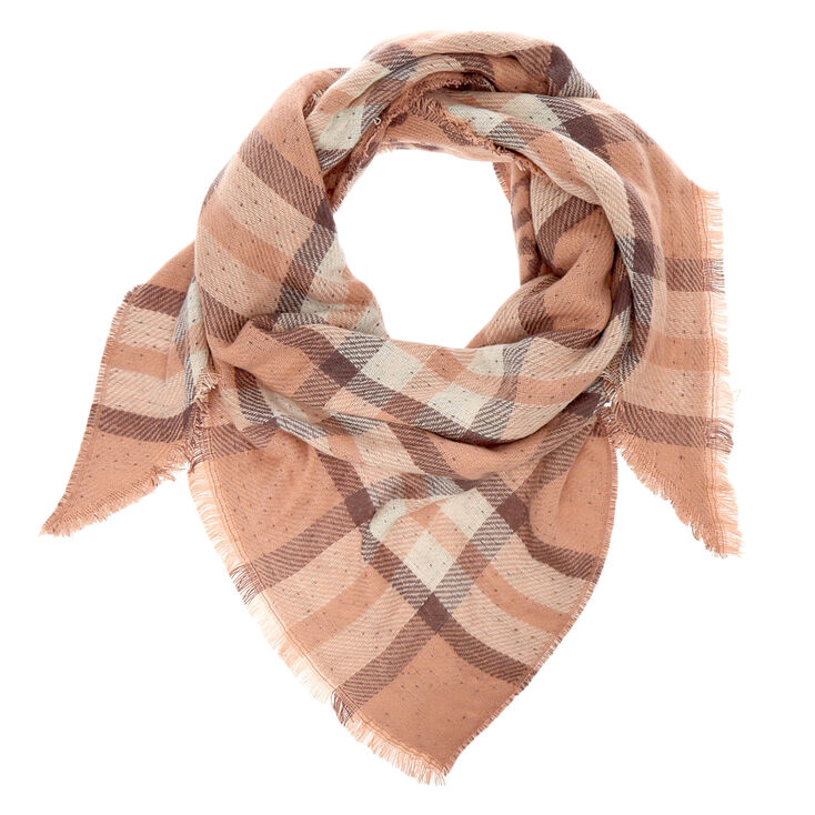 Plaid & Leopard Reversible Oversized Scarf - Blush,