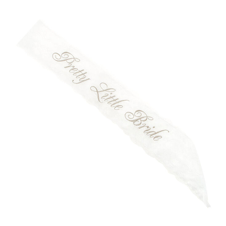 Pretty Little Bride White Satin & Lace Sash,