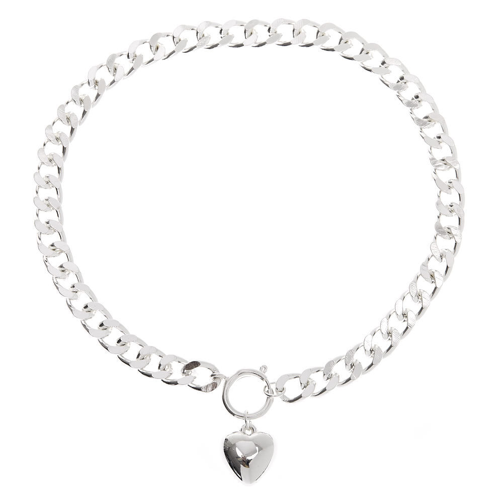 Silver Heart Pendant Chain Necklace