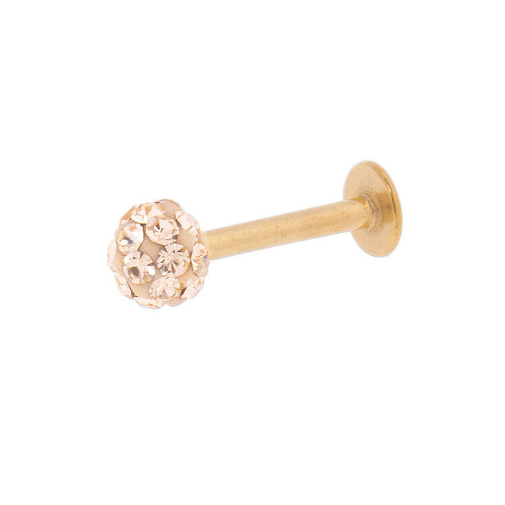 16G Gold & Crystal Fireball Tragus Earring,