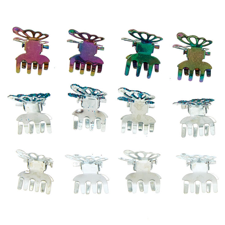 Glitter Anodized Butterfly Hair Claws - 12 Pack,