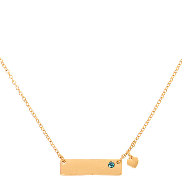 Gold March Birthstone Bar Pendant Necklace - Aquamarine,