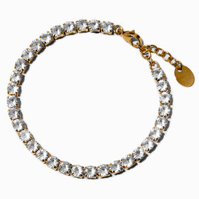 Gold-tone Stainless Steel Cubic Zirconia Tennis Bracelet,