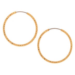 Gold-tone 25MM Sandblast Textured Hoop Earrings,