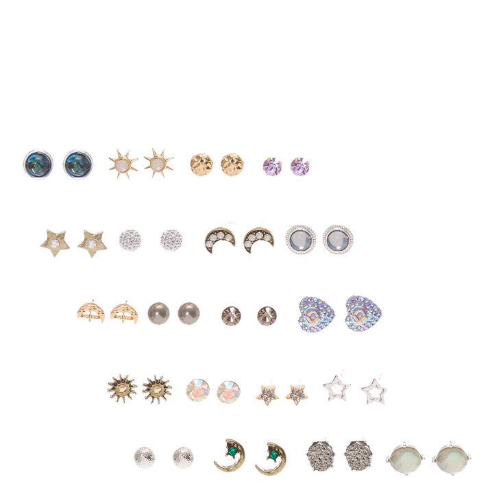 Iridescent Celestial Stud Earrings Set of 20,