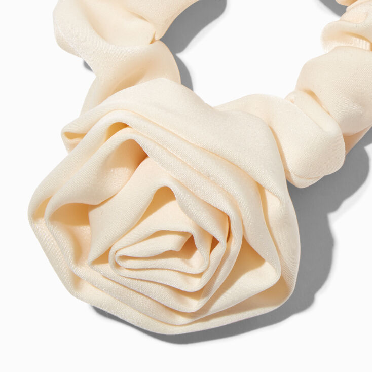 Ivory Silky Rose Hair Scrunchie,