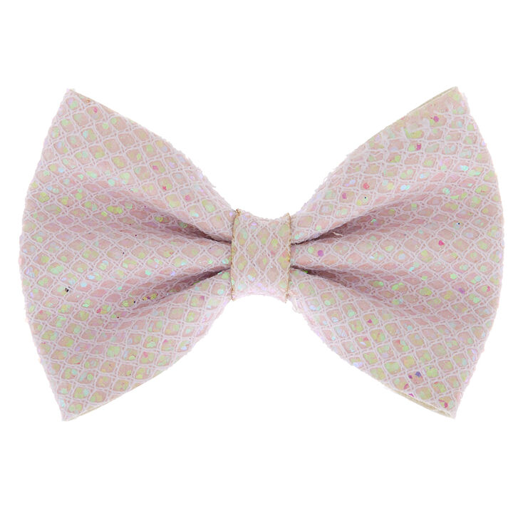 Mermaid Shine Hair Bow Clip - White,