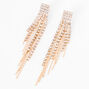 Gold 3&quot; Rhinestone Linear Graduated Fringe Drop Earrings,