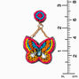Pink Beaded Butterfly 2&quot; Drop Earrings,