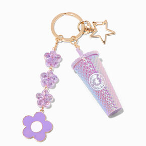 Acrylic Letter/Initial Pink Pom Pom and Heart Glitter Filled Keychain/Bag  Charm