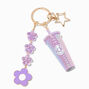 Purple Coffee Tumbler Daisy Star Keychain,