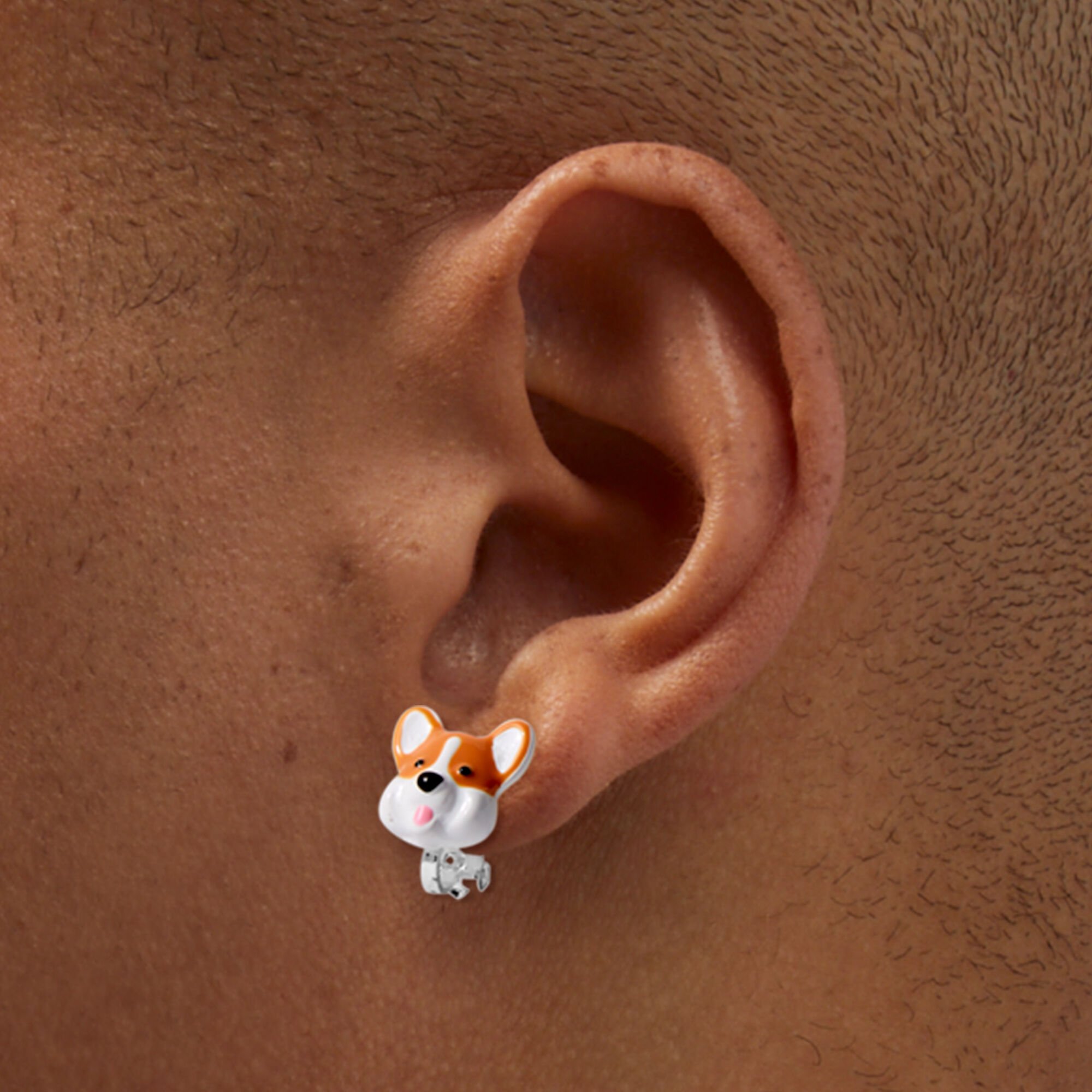 Corgi Face Butt Clip On Stud Earrings Icing US