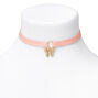 Gold Butterfly Charm Cord Choker Necklace - Pink,