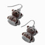 Flocked Teddy Bear 1&quot; Drop Earrings,