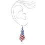 Silver 3&quot; American Flag Mesh Drop Earrings,
