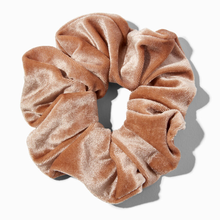 Medium Taupe Velvet Hair Scrunchie,