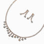 Rose Gold Mini Drip Crystal Fringe Statement Necklace &amp; Drop Earrings Set - 2 Pack,