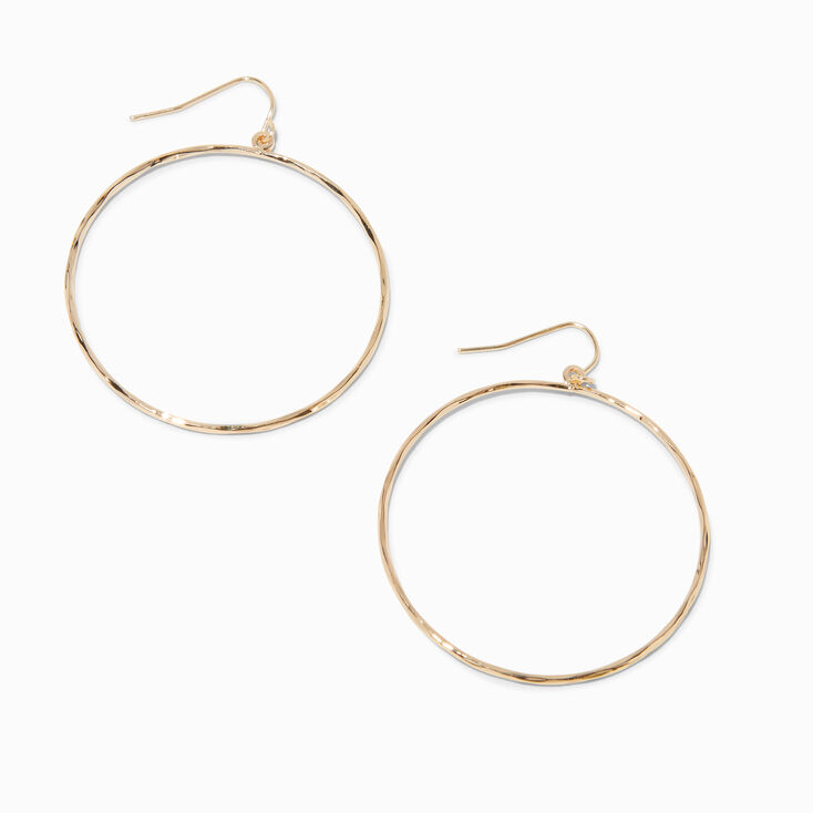 Gold-tone Circle Hoop 1&quot; Drop Earrings,