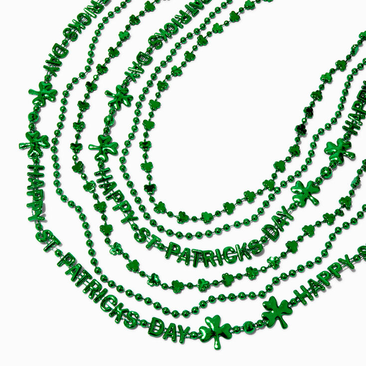 St. Patrick&#39;s Day Shamrocks Beaded Necklace Set - 6 Pack,