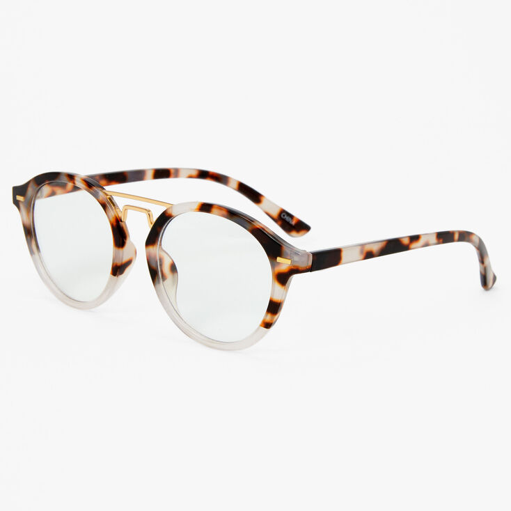 Brown And Cream Tortoiseshell Round Clear Lens Frames,