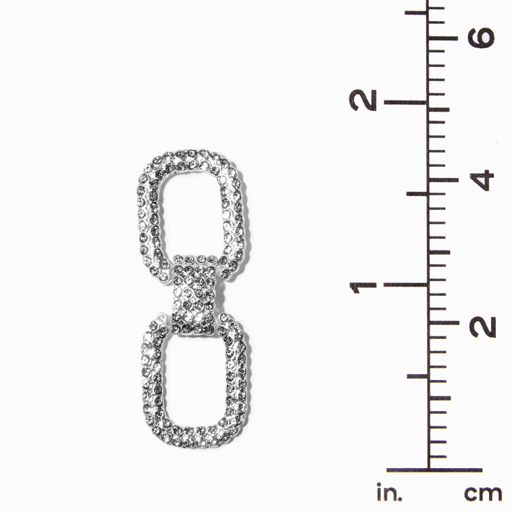 Silver 2&quot; Pave Rhinestone Chainlink Drop Earrings,