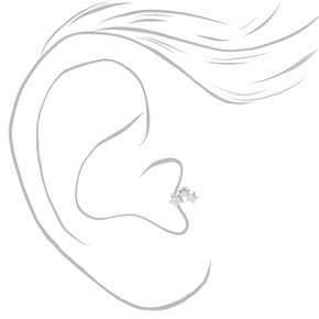 Silver Moon Star Flat Back Tragus Stud Earrings - 3 Pack,