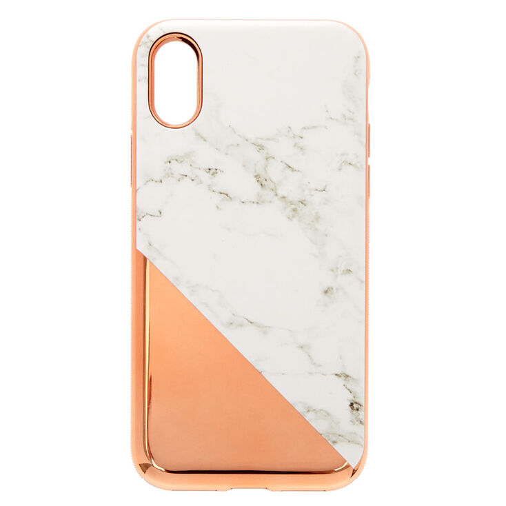 Rose Gold Marble Protective Phone Case - Fits iPhone X/XS,