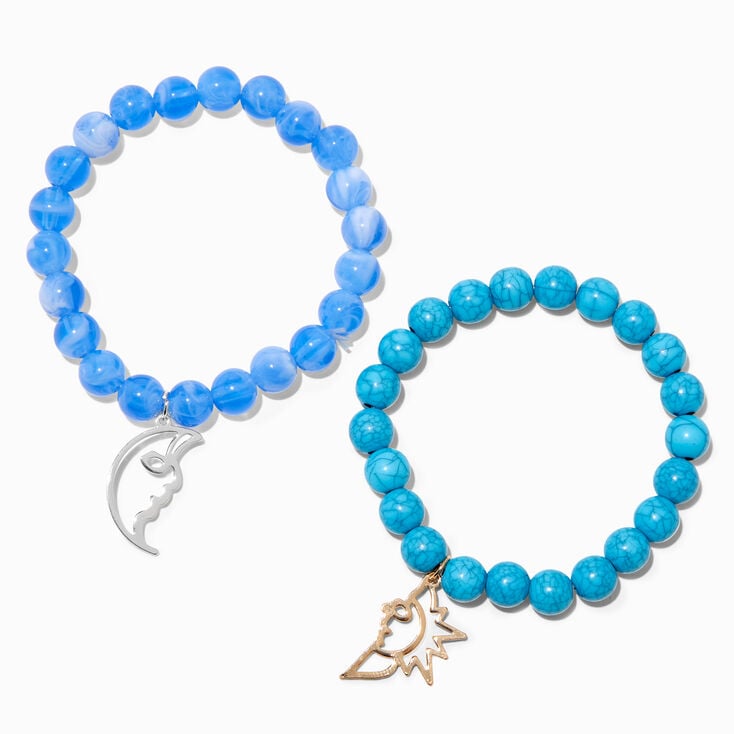 Blue Sun &amp; Moon Beaded Stretch Bracelets - 2 Pack,