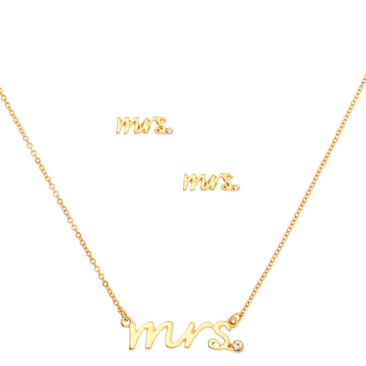 Gold Mrs. Bridal Jewelry Set - 2 Pack,
