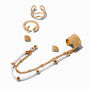 Gold-tone Coastal White Connector Cuff Earring Stackables - 5 Pack,