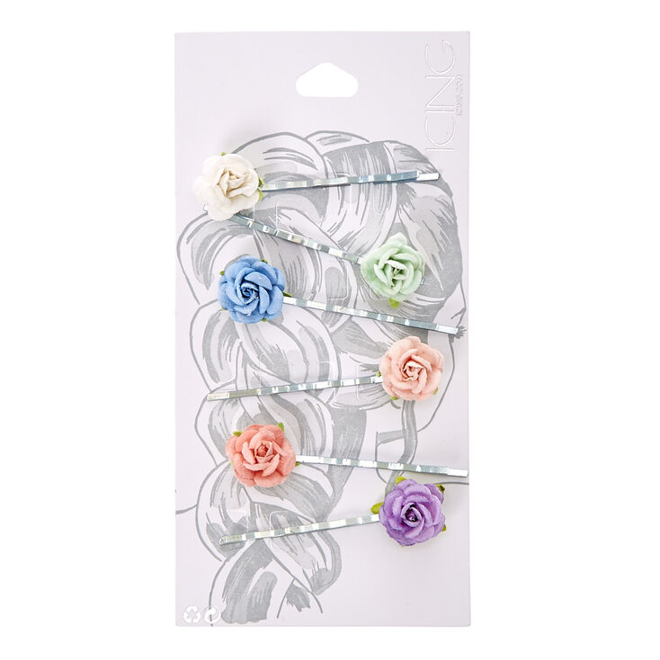 Pastel Paper Rose Bobby Pins,
