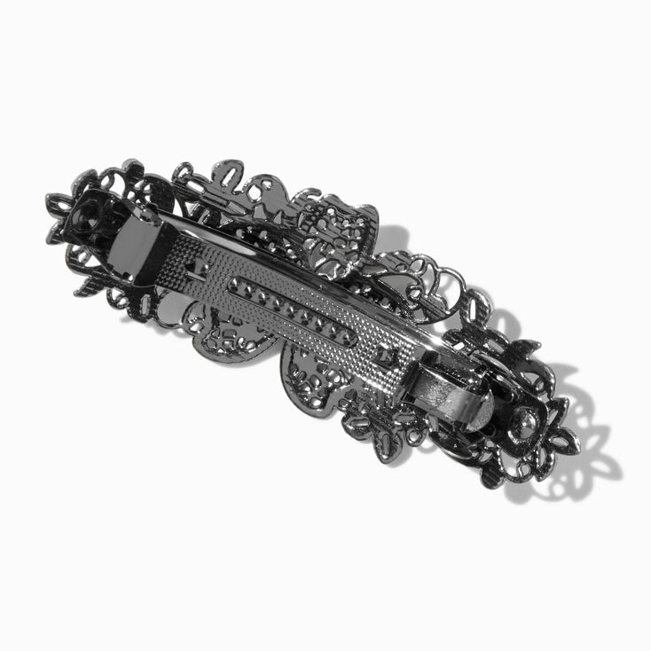 Hematite Filigree Flower Hair Barrette,