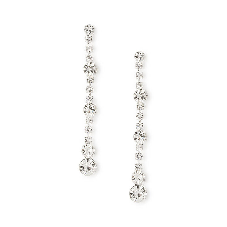 Rhinestone 1&quot; Straight Drop Earrings,