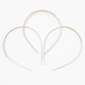 Gold Mixed Pearl Headbands - Ivory, 3 Pack,