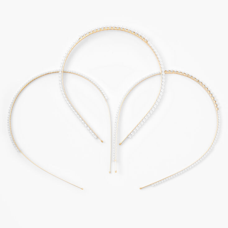 Gold Mixed Pearl Headbands - Ivory, 3 Pack,